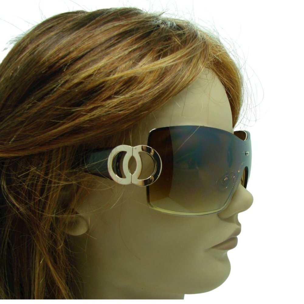 NYS Collection Womens Sunglasses Gold Circle Bling Square Gradient Bronze Lens